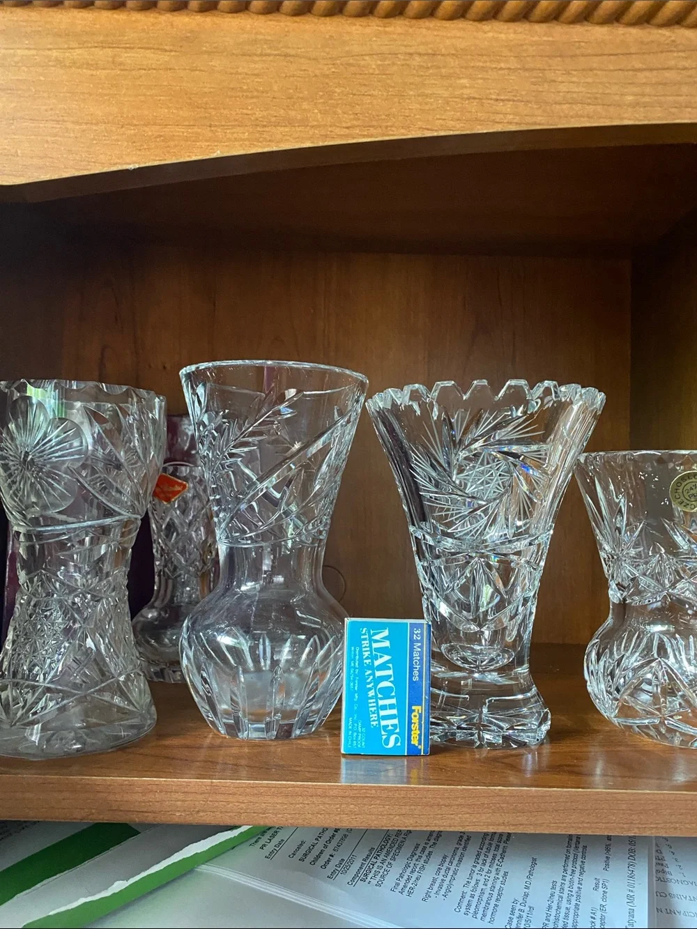 Vintage Clear Cut Crystal Vases European hand cut  4